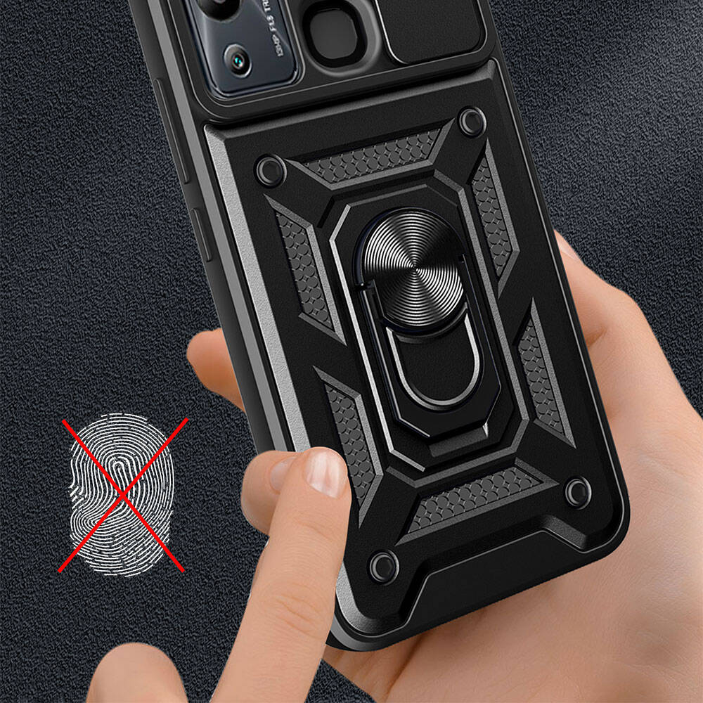 Infinix Hot 20i Uyumlu Kılıf Magnetik Standlı Kamera Korumalı Zore Sürgülü Vega Kapak - 1