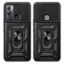 Infinix Hot 20i Uyumlu Kılıf Magnetik Standlı Kamera Korumalı Zore Sürgülü Vega Kapak - 5