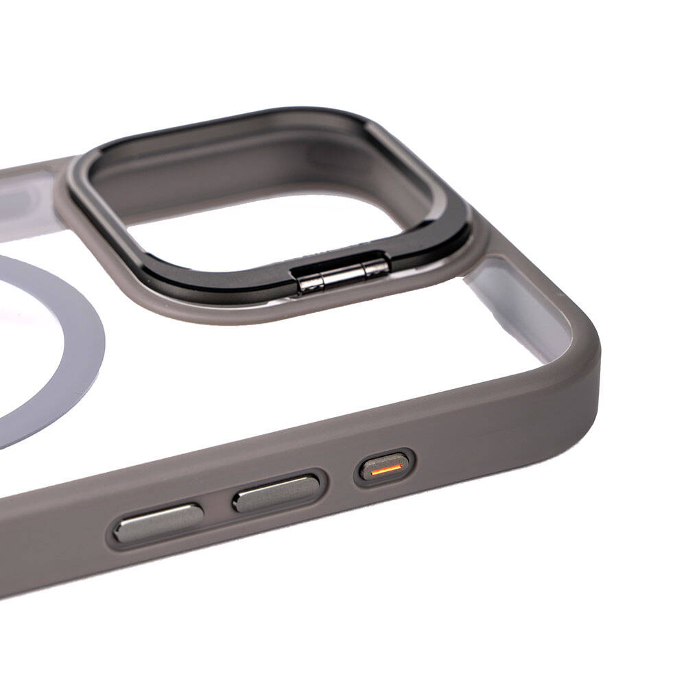 Apple iPhone 15 Pro Uyumlu Kılıf Magsafe Wireless Şarj Özellikli Standlı Zore Magsafe Klon Lensli Kapak - 5