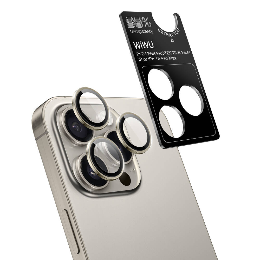 Apple iPhone 15 Pro Max Uyumlu Wiwu LG-003 Lens Guard Çizilmeye Karşı Dayanıklı Safir Kamera Lens Koruyucu - 1