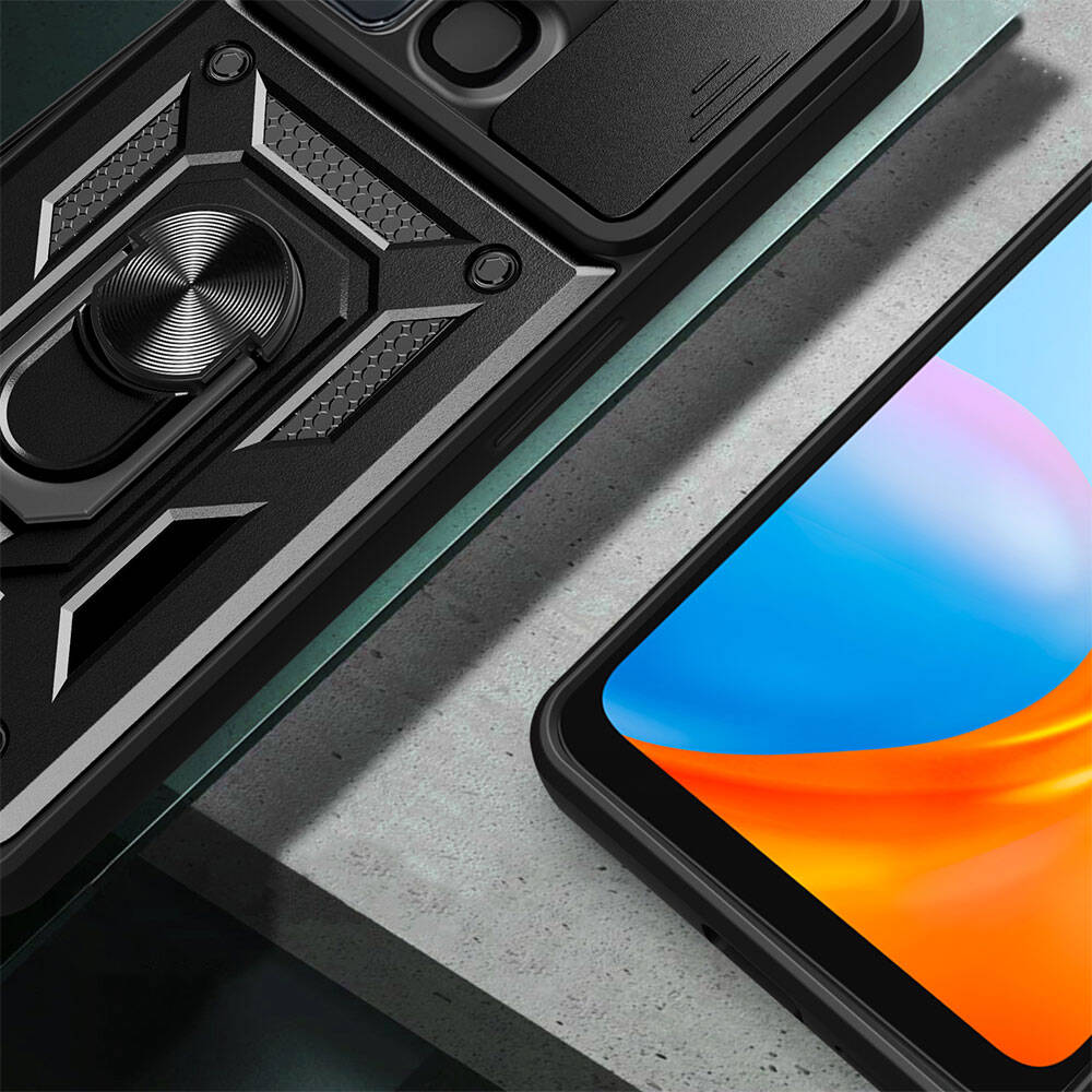 Infinix Hot 12 Uyumlui Kılıf Magnetik Standlı Kamera Korumalı Zore Sürgülü Vega Kapak - 8