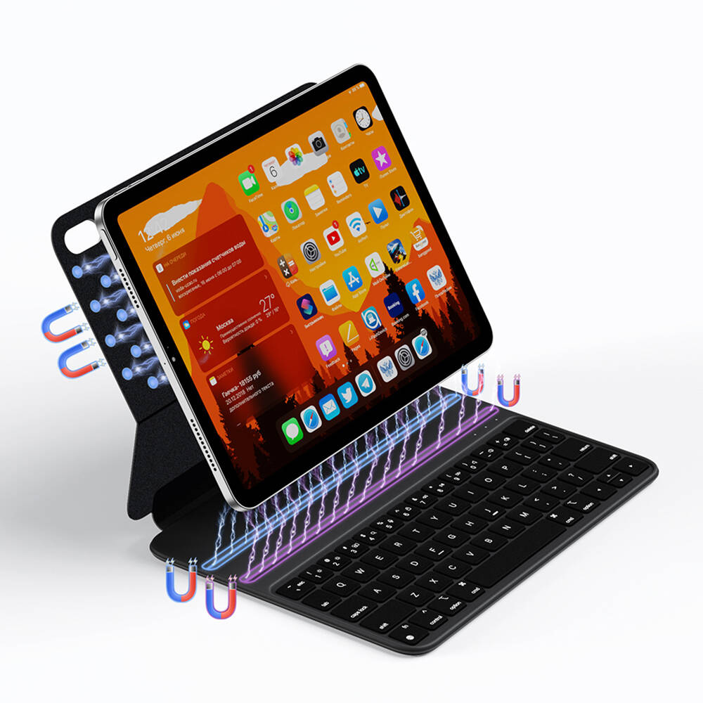 Apple iPad Air 10.9 2022 Uyumlu (5.Nesil) Wiwu F16 Klavyeli Standlı Magnetik Kılıf - 8