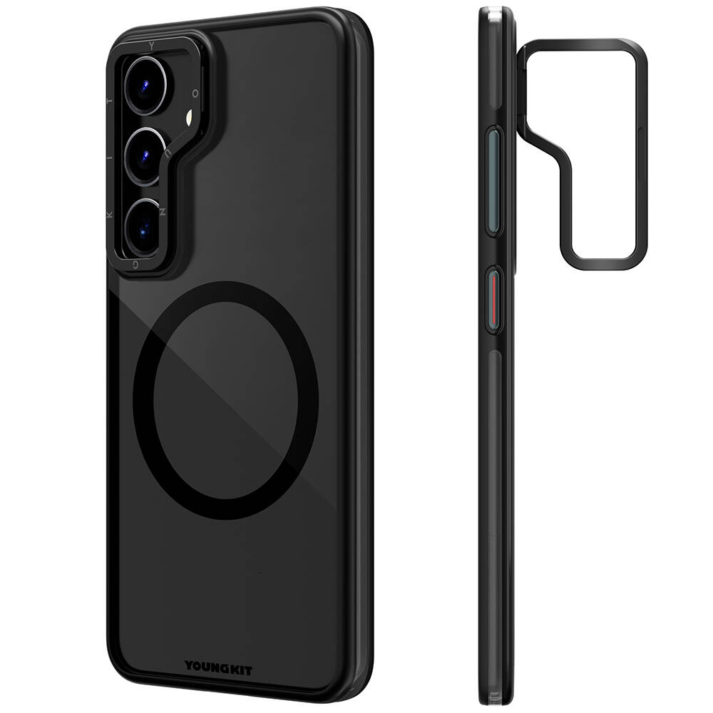 Samsung Galaxy S24 Plus Uyumlu Kılıf Magsafe Şarj Özellikli Sararma Önleyici Youngkit Crystal Grid Kapak - 1