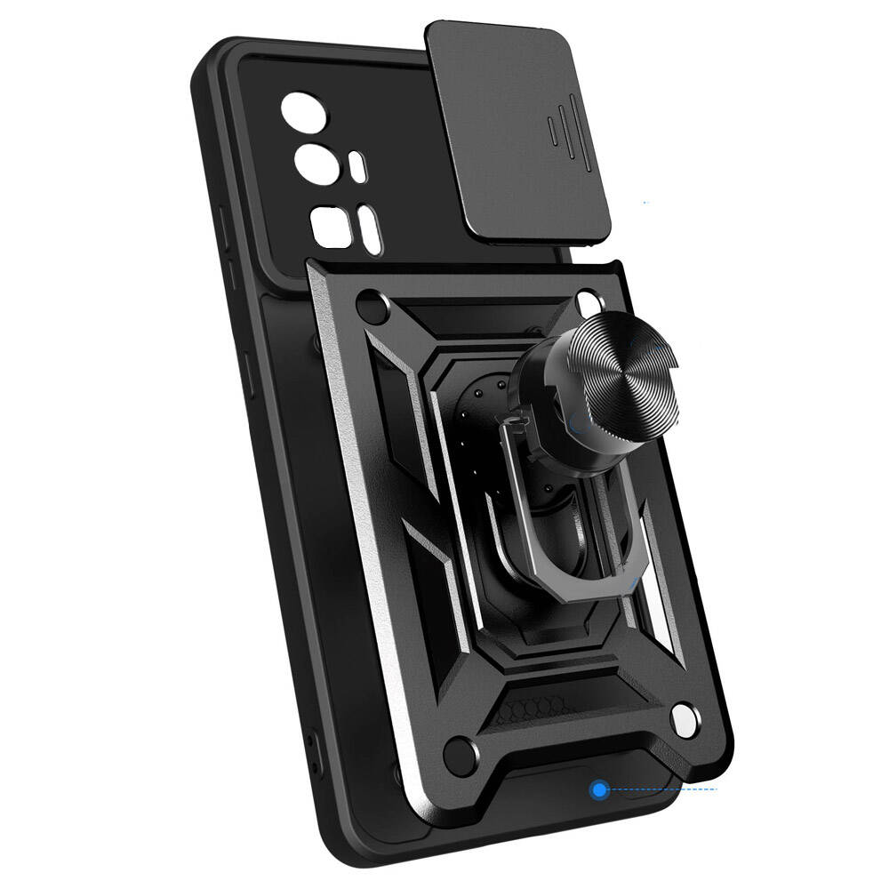 Xiaomi Poco F5 Pro Uyumlu Kılıf Magnetik Standlı Kamera Korumalı Zore Sürgülü Vega Kapak - 4