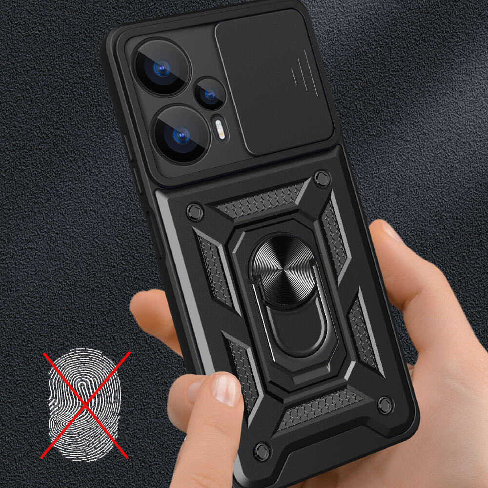 Xiaomi Poco F5 Uyumlu Kılıf Magnetik Standlı Kamera Korumalı Zore Sürgülü Vega Kapak - 3