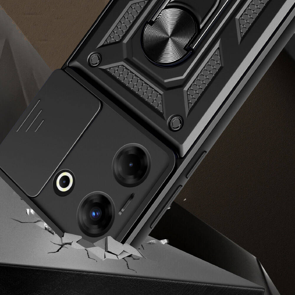 Tecno Camon 20 Pro 5G Uyumlu Kılıf Magnetik Standlı Kamera Korumalı Zore Sürgülü Vega Kapak - 1