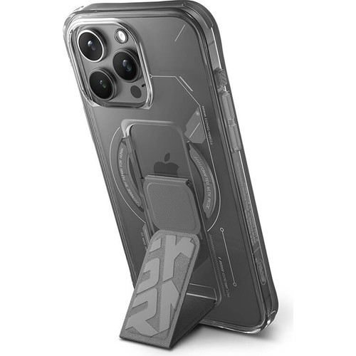 Apple iPhone 15 Pro Uyumlu Kılıf Skinarma Magsafe Şarj Özellikli Teknoloji Desenli Standlı Helio Kapak