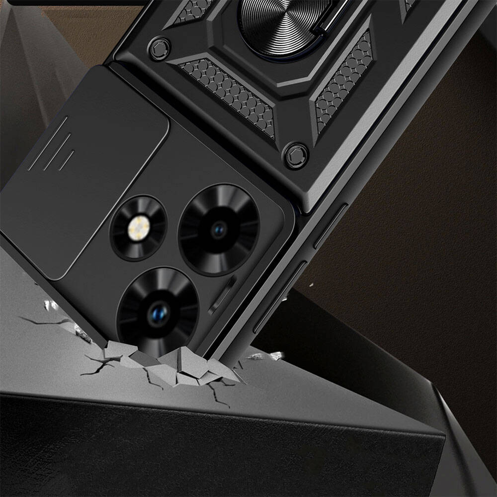 Infinix Hot 30 Uyumlu Kılıf Magnetik Standlı Kamera Korumalı Zore Sürgülü Vega Kapak - 1