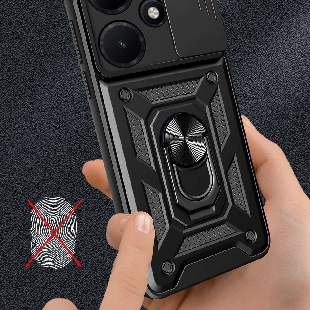 Infinix Hot 30 Uyumlui Kılıf Magnetik Standlı Kamera Korumalı Zore Sürgülü Vega Kapak - 4