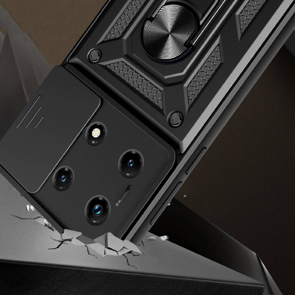 Infinix Note 30 Uyumlu Pro Kılıf Magnetik Standlı Kamera Korumalı Zore Sürgülü Vega Kapak - 1