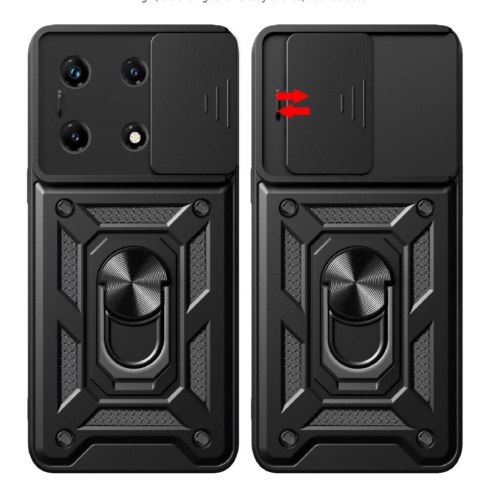 Infinix Note 30 Uyumlu Pro Kılıf Magnetik Standlı Kamera Korumalı Zore Sürgülü Vega Kapak - 4