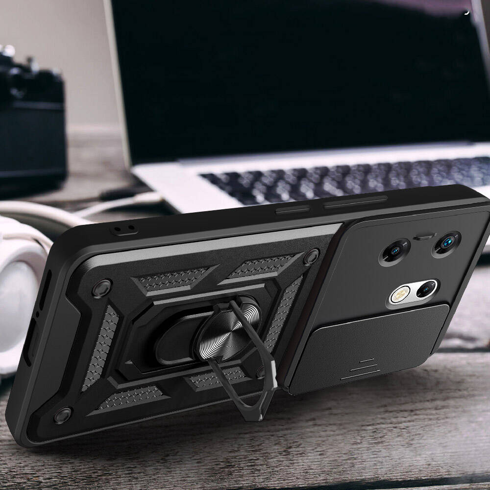 Infinix Zero 30 4G Uyumlu  Kılıf Magnetik Standlı Kamera Korumalı Zore Sürgülü Vega Kapak - 5