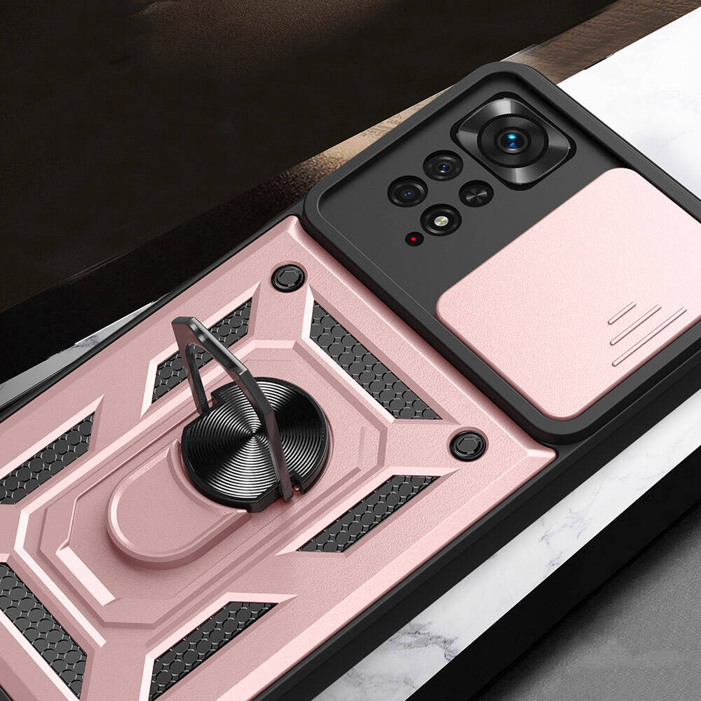 Xiaomi Redmi Note 11 Pro 4G Kılıf Magnetik Standlı Kamera Korumalı Zore Sürgülü Vega Kapak - 3