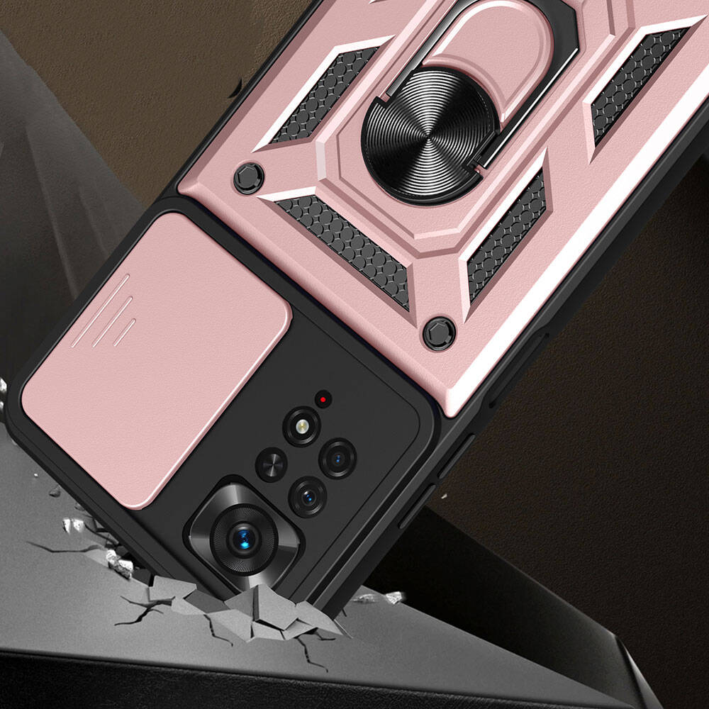 Xiaomi Redmi Note 11 Pro 4G Kılıf Magnetik Standlı Kamera Korumalı Zore Sürgülü Vega Kapak - 6