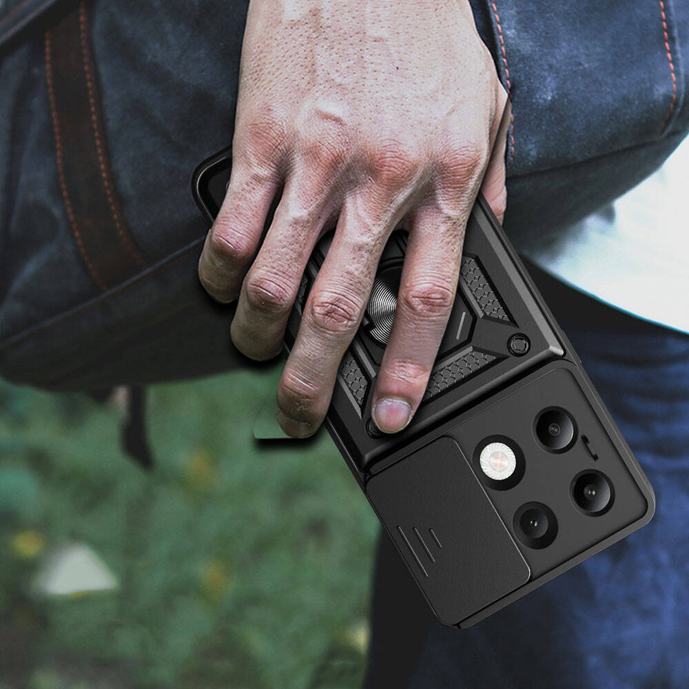 Xiaomi Redmi Note 13 4G Kılıf Magnetik Standlı Kamera Korumalı Zore Sürgülü Vega Kapak - 4