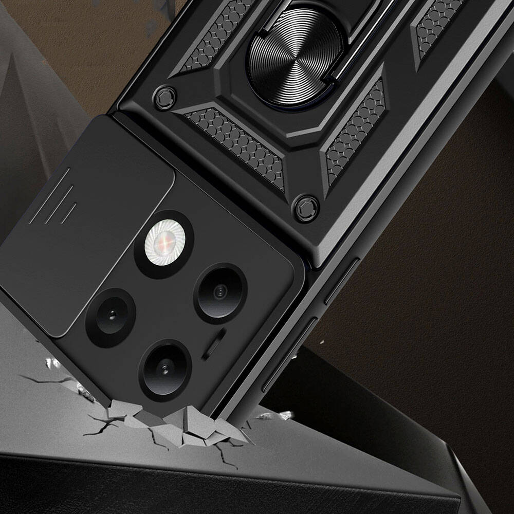 Xiaomi Redmi Note 13 4G Kılıf Magnetik Standlı Kamera Korumalı Zore Sürgülü Vega Kapak - 6