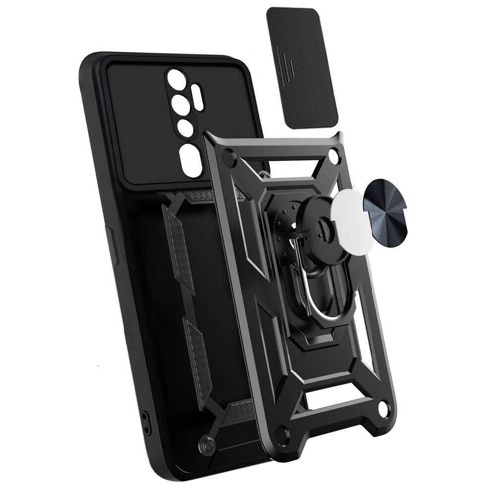 Oppo A5 2020 Uyumlu Kılıf Magnetik Standlı Kamera Korumalı Zore Sürgülü Vega Kapak - 6