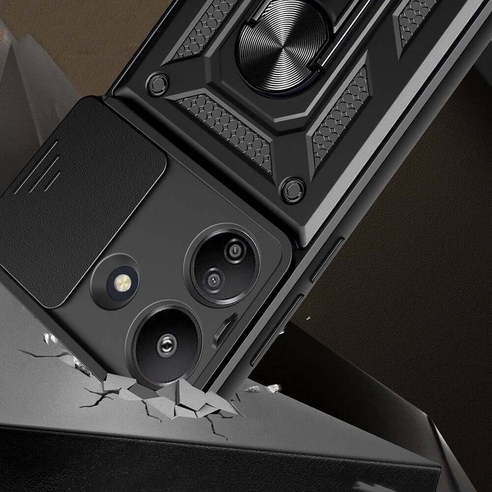 Xiaomi Poco C65 Uyumlu Kılıf Magnetik Standlı Kamera Korumalı Zore Sürgülü Vega Kapak - 1