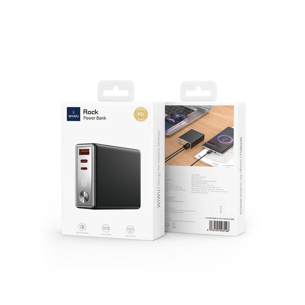 Wiwu Wi-P005 Rock LED Ekranlı Taşınabilir Powerbank PD 20W 10000mAh - 6