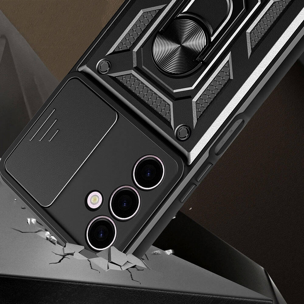 Samsung Galaxy A24 Uyumlu Kılıf Magnetik Standlı Kamera Korumalı Zore Sürgülü Vega Kapak - 1