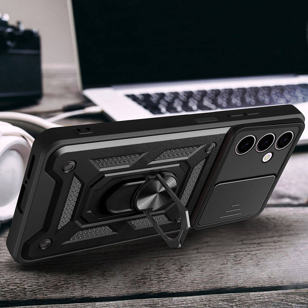 Samsung Galaxy A24 Uyumlu Kılıf Magnetik Standlı Kamera Korumalı Zore Sürgülü Vega Kapak - 5