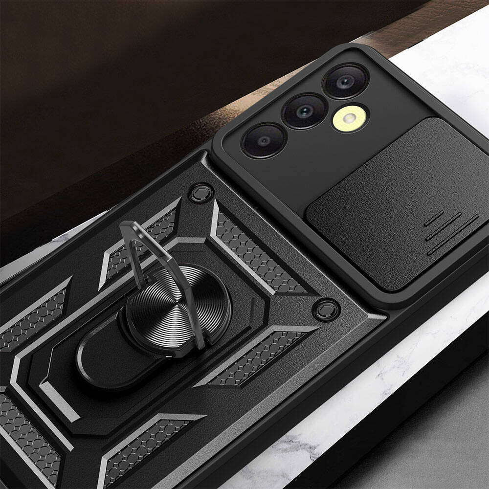 Samsung Galaxy A25 Uyumlu Kılıf Magnetik Standlı Kamera Korumalı Zore Sürgülü Vega Kapak - 6