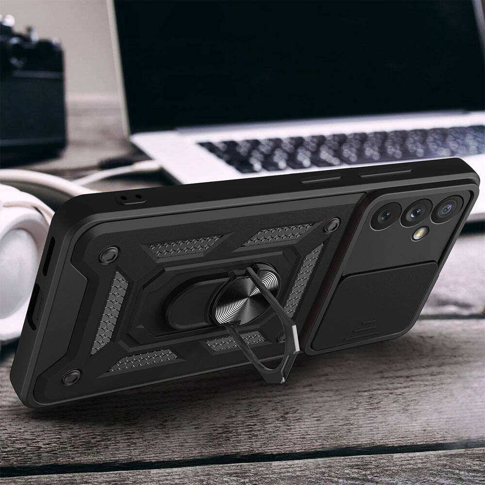 Samsung Galaxy A34 Uyumlu Kılıf Magnetik Standlı Kamera Korumalı Zore Sürgülü Vega Kapak - 5