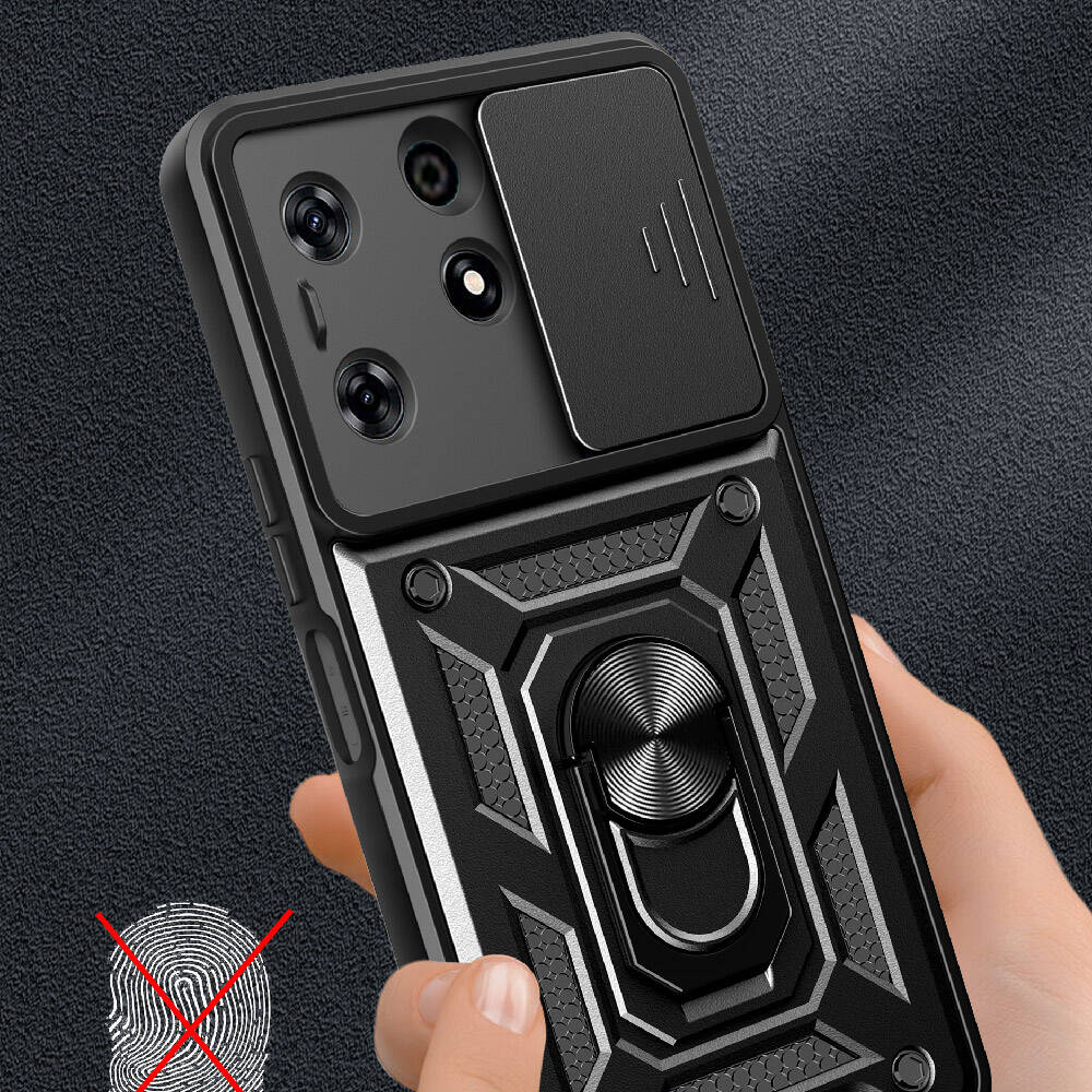 Tecno Spark 10 Pro Uyumlu Kılıf Magnetik Standlı Kamera Korumalı Zore Sürgülü Vega Kapak - 3