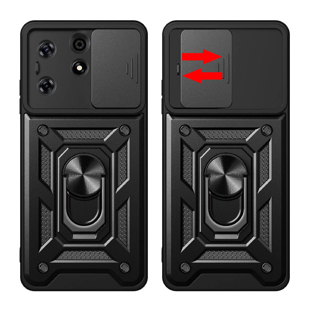 Tecno Spark 10 Pro Uyumlu Kılıf Magnetik Standlı Kamera Korumalı Zore Sürgülü Vega Kapak - 4