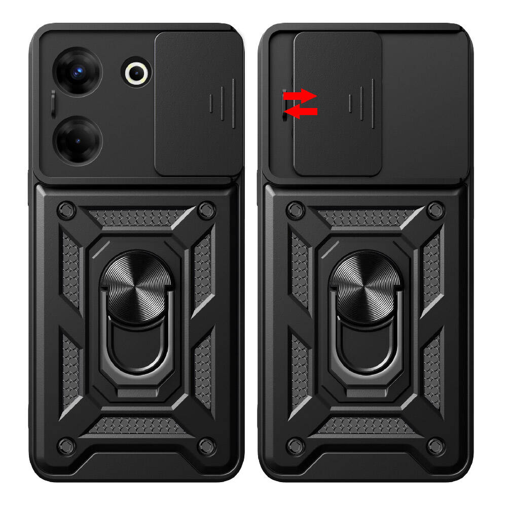 Tecno Camon 20 Uyumlu Kılıf Magnetik Standlı Kamera Korumalı Zore Sürgülü Vega Kapak - 5