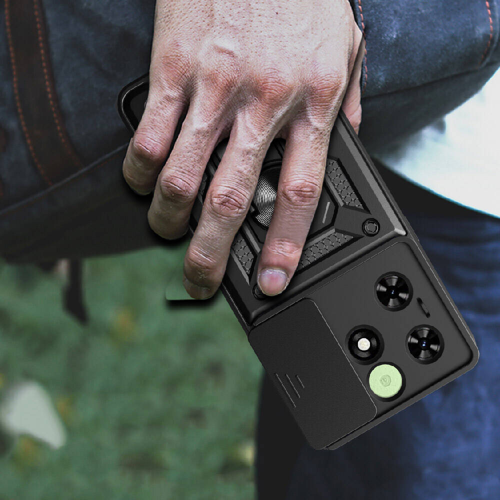 Tecno Spark Go 2024 Kılıf Magnetik Standlı Kamera Korumalı Zore Sürgülü Vega Kapak - 7