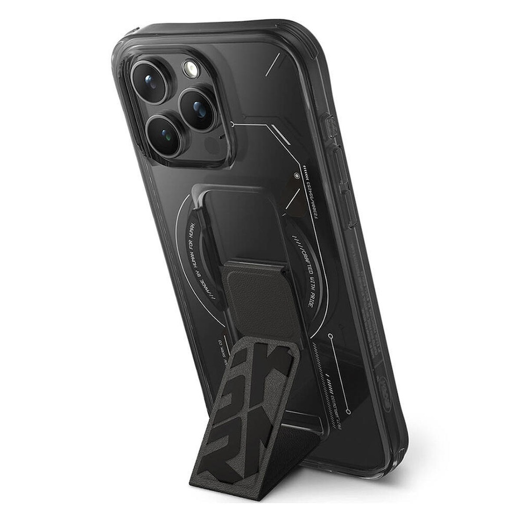 Apple iPhone 15 Pro Max Uyumlu Kılıf Skinarma Magsafe Şarj Özellikli Teknoloji Desenli Standlı Helio Kapak