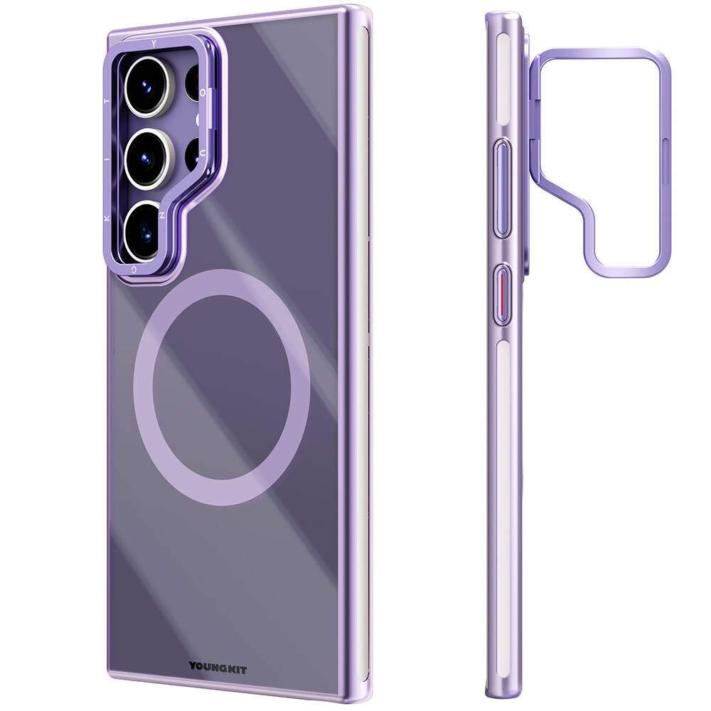 Samsung Galaxy S24 Ultra Uyumlu Kılıf Magsafe Şarj Özellikli Sararma Önleyici Youngkit Crystal Grid Kapak - 1