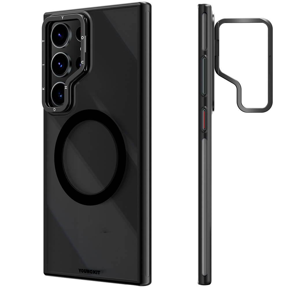 Samsung Galaxy S24 Ultra Uyumlu Kılıf Magsafe Şarj Özellikli Sararma Önleyici Youngkit Crystal Grid Kapak - 3