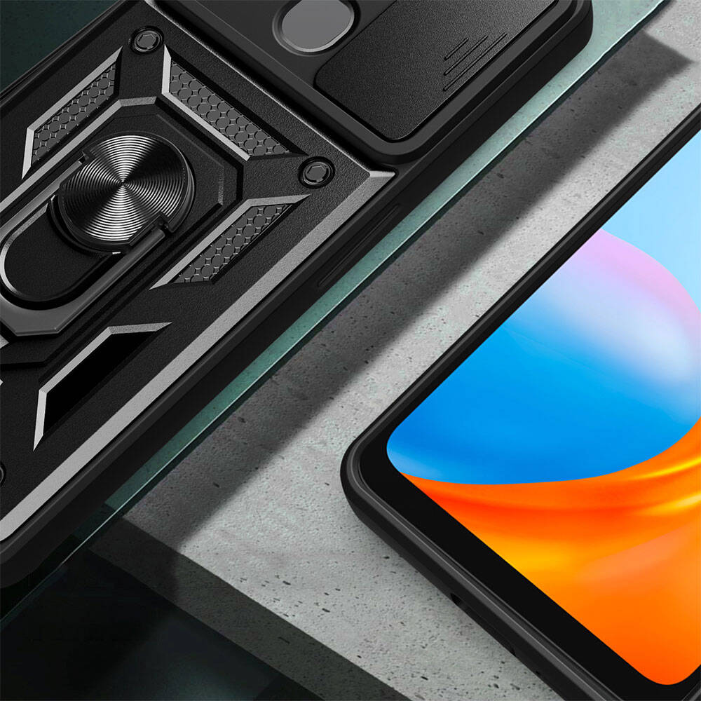 Tecno Spark 8C Uyumlu Kılıf Magnetik Standlı Kamera Korumalı Zore Sürgülü Vega Kapak - 7