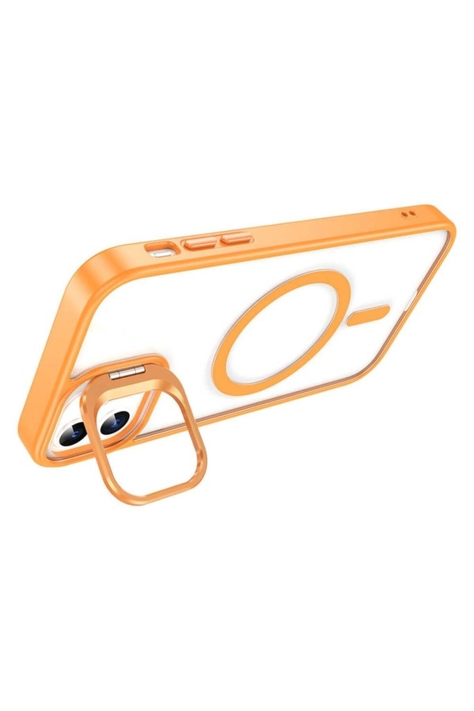 Apple iPhone 14 Uyumlu Kılıf Magsafe Şarj Özellikli Standlı Zore Magsafe Klon Lensli Kapak