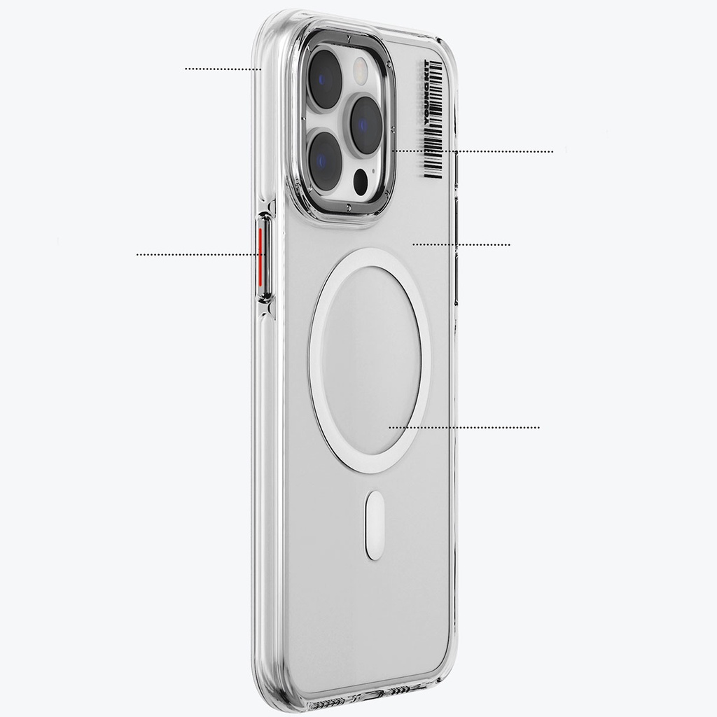 Apple iPhone 15 Pro Max Uyumlu Kılıf Magsafe Şarj Özellikli Şeffaf Youngkit Crystal Shield Serisi Kapak - 6