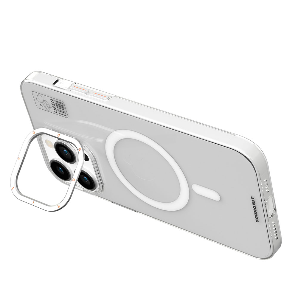 Apple iPhone 15 Uyumlu Kılıf Magsafe Şarj Özellikli Standlı YoungKit Hermit Bracket Serisi Kapak - 4