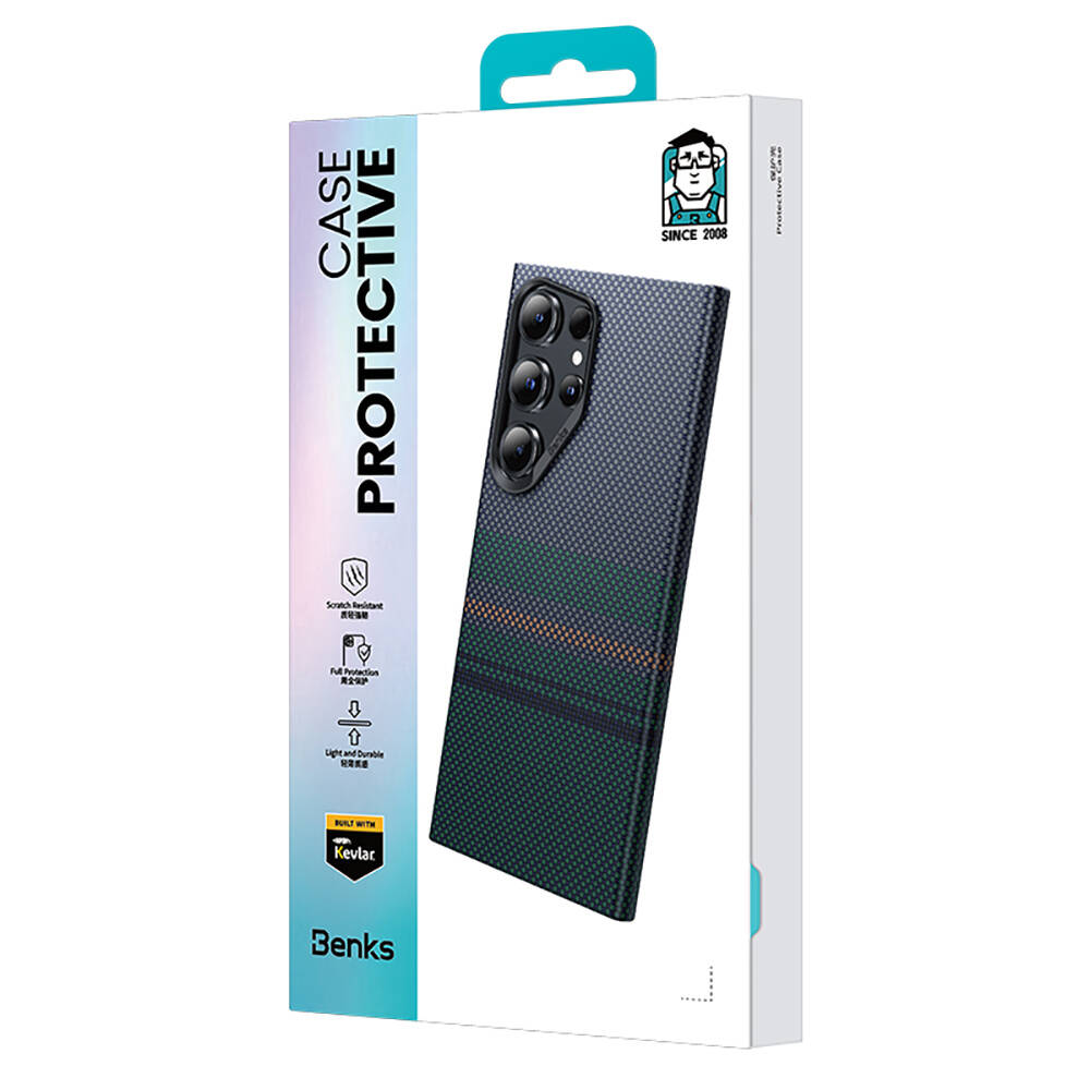 Samsung Galaxy S24 Ultra Uyumlu Kılıf Magsafe Şarj Özellikli Karbon Fiber Tasarımlı Benks Aurora ArmorAir Kevlar Kapak - 4