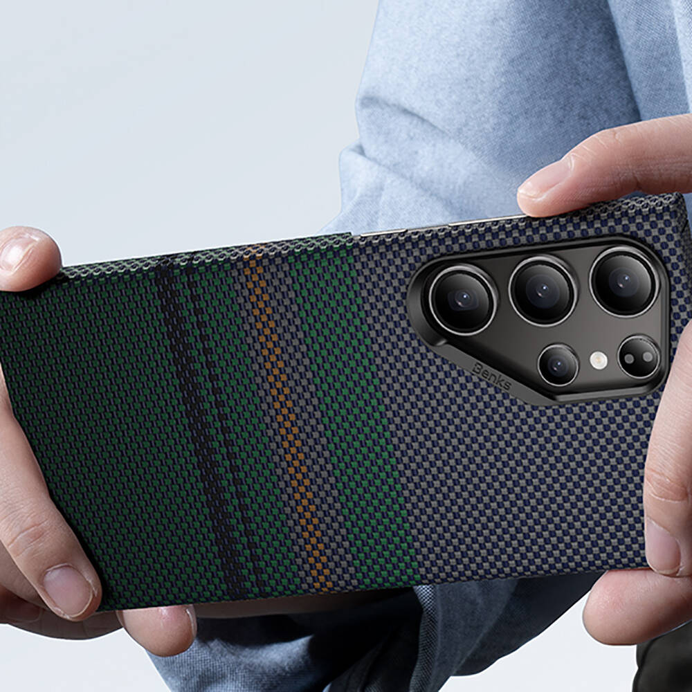 Samsung Galaxy S24 Ultra Uyumlu Kılıf Magsafe Şarj Özellikli Karbon Fiber Tasarımlı Benks Aurora ArmorAir Kevlar Kapak - 9