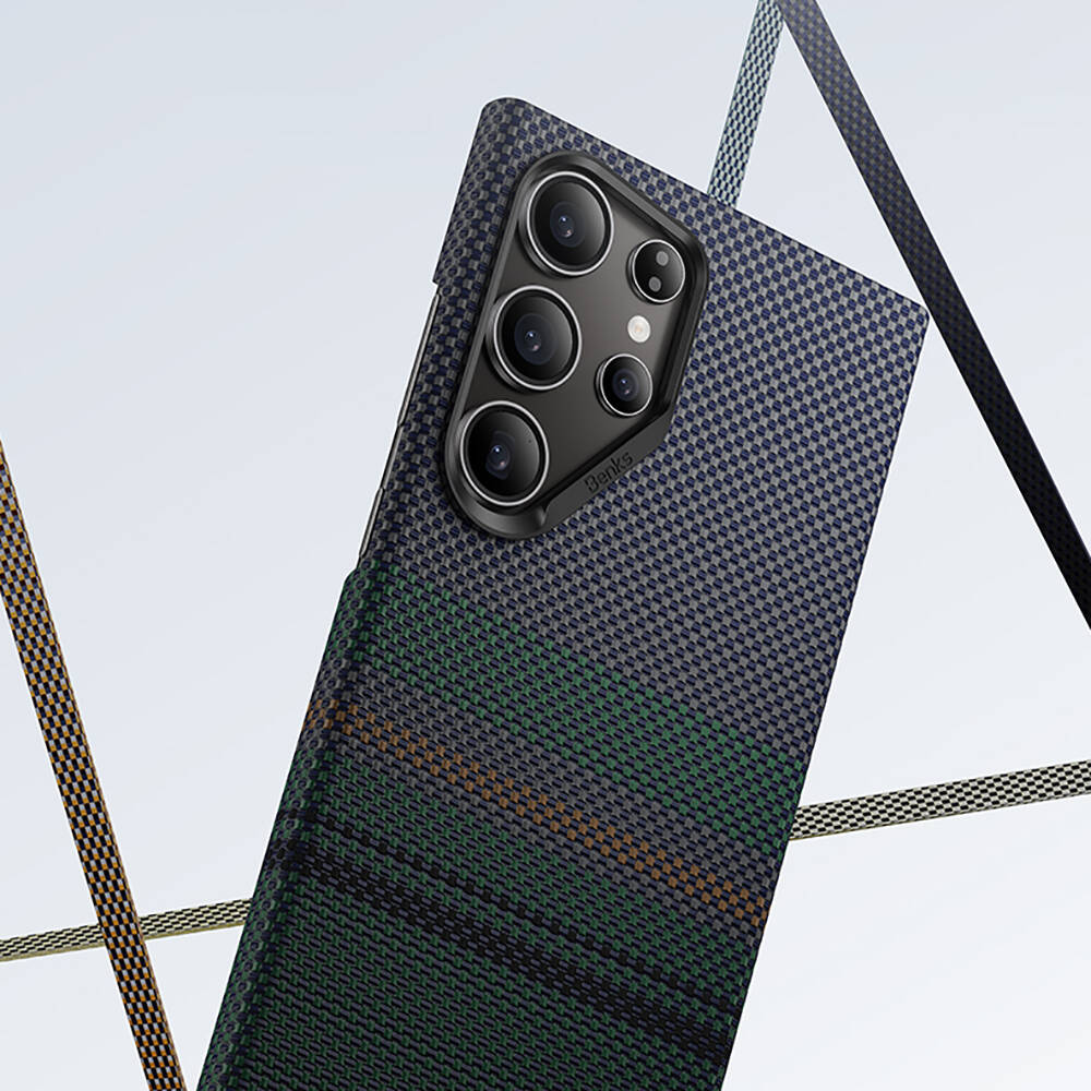 Samsung Galaxy S24 Ultra Uyumlu Kılıf Magsafe Şarj Özellikli Karbon Fiber Tasarımlı Benks Aurora ArmorAir Kevlar Kapak - 10