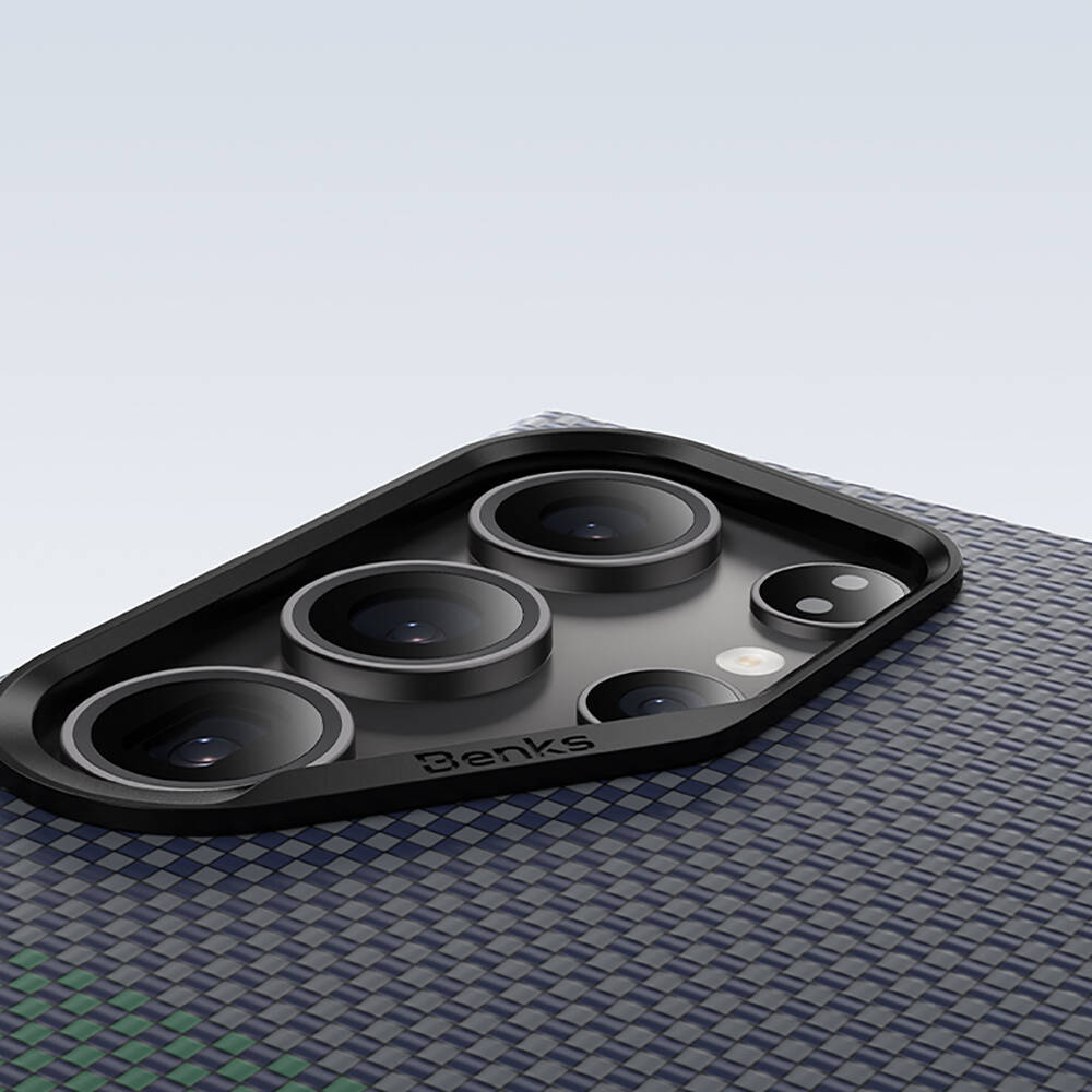Samsung Galaxy S24 Ultra Uyumlu Kılıf Magsafe Şarj Özellikli Karbon Fiber Tasarımlı Benks Aurora ArmorAir Kevlar Kapak - 12