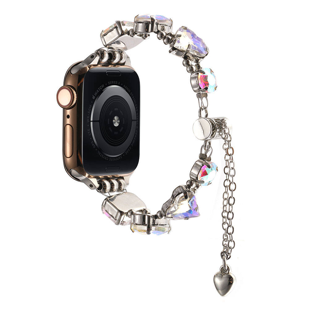 Apple Watch 7 41mm Uyumlu Zore KRD-115 Renkli Taş Tasarımlı Kordon - 4