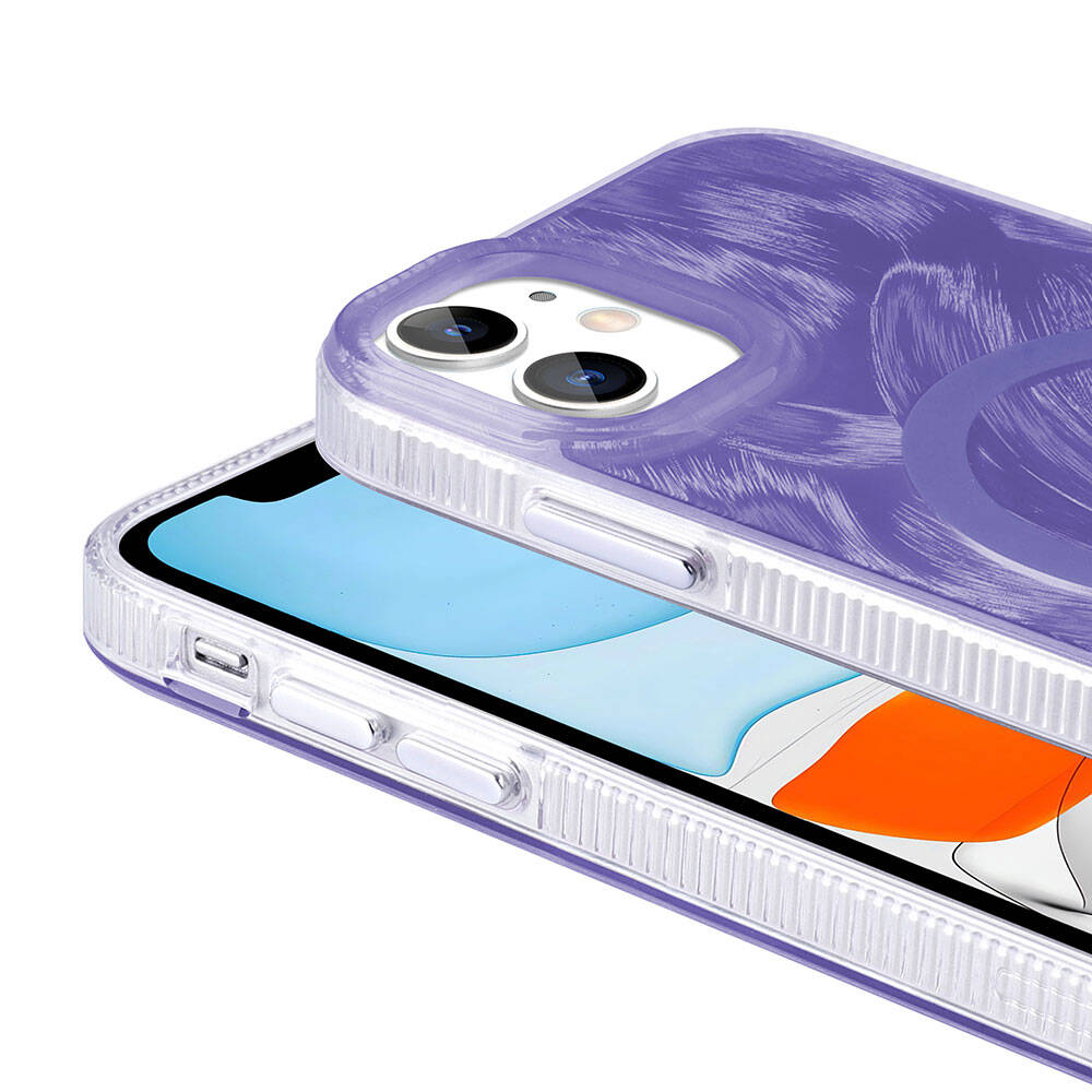 Apple iPhone 11 Uyumlu Kılıf Magsafe Şarj Özellikli Fırça Boya Desenli Zore Palet Kapak - 1