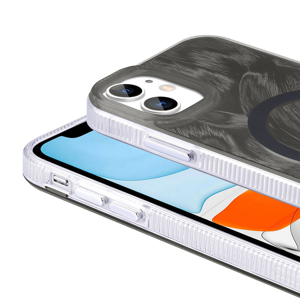 Apple iPhone 11 Uyumlu Kılıf Magsafe Şarj Özellikli Fırça Boya Desenli Zore Palet Kapak - 5