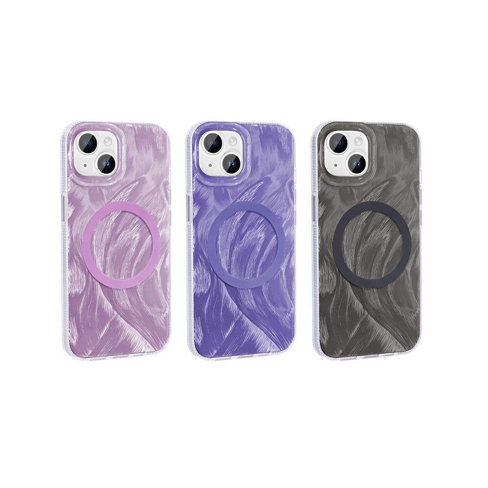 Apple iPhone 13 Uyumlu Kılıf Magsafe Şarj Özellikli Fırça Boya Desenli Zore Palet Kapak - 6