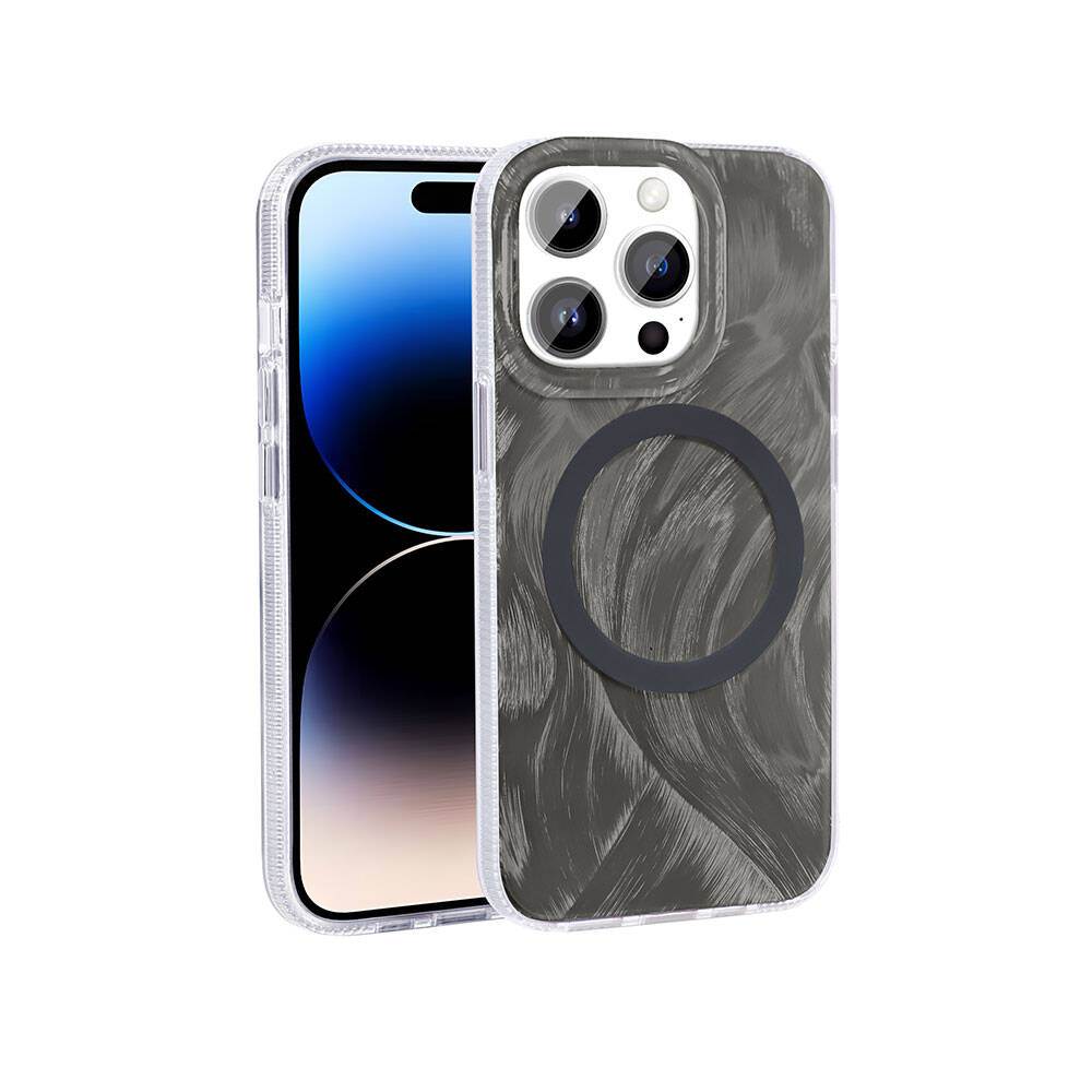 Apple iPhone 14 Pro Uyumlu Kılıf Magsafe Şarj Özellikli Fırça Boya Desenli Zore Palet Kapak - 2