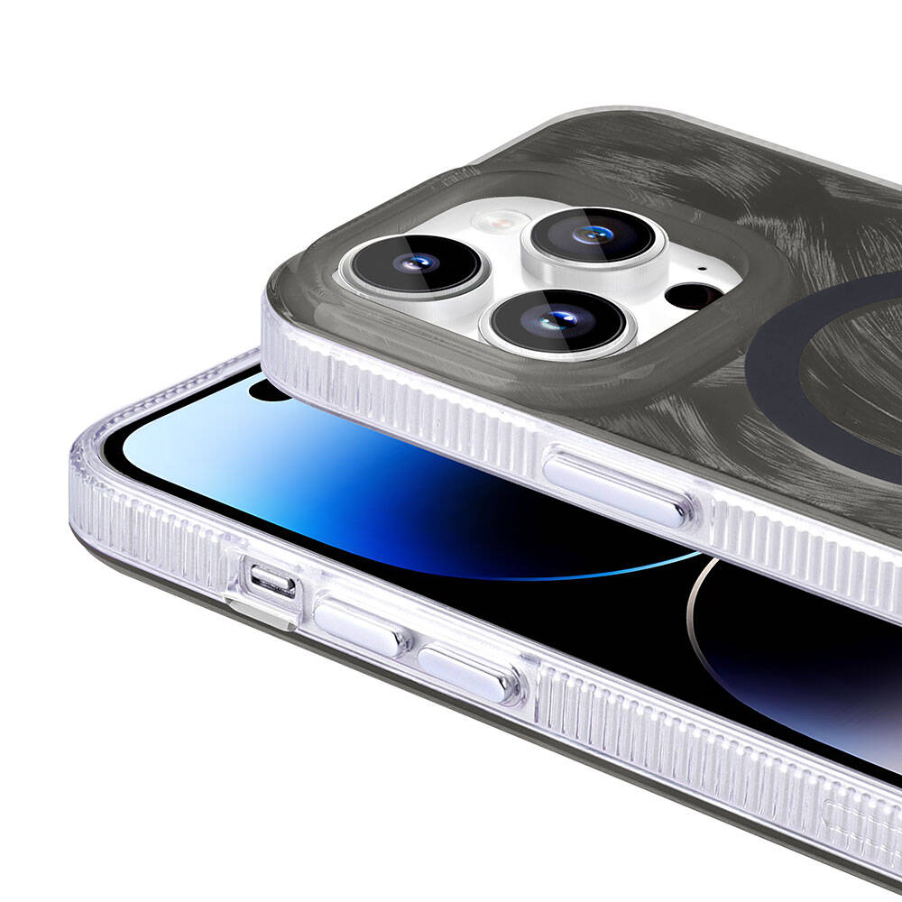 Apple iPhone 14 Pro Uyumlu Kılıf Magsafe Şarj Özellikli Fırça Boya Desenli Zore Palet Kapak - 3