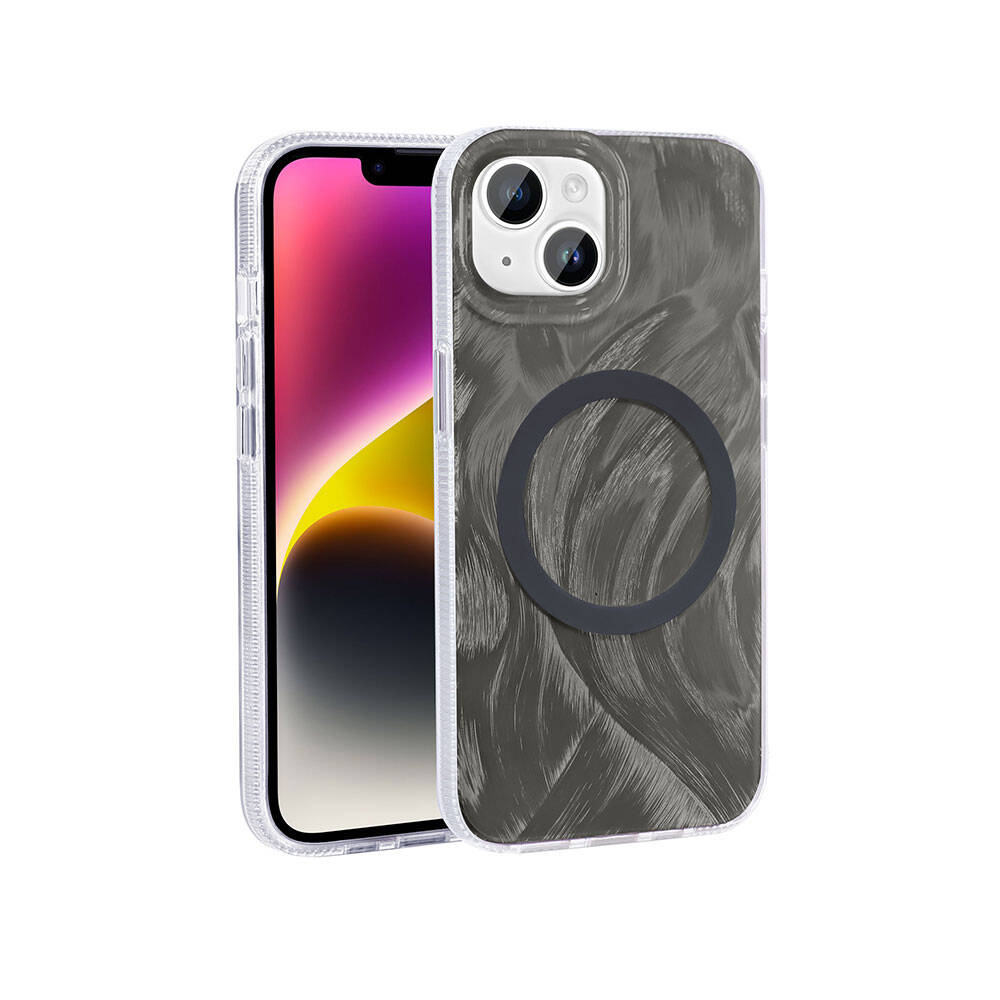 Apple iPhone 15 Uyumlu Kılıf Magsafe Şarj Özellikli Fırça Boya Desenli Zore Palet Kapak - 2