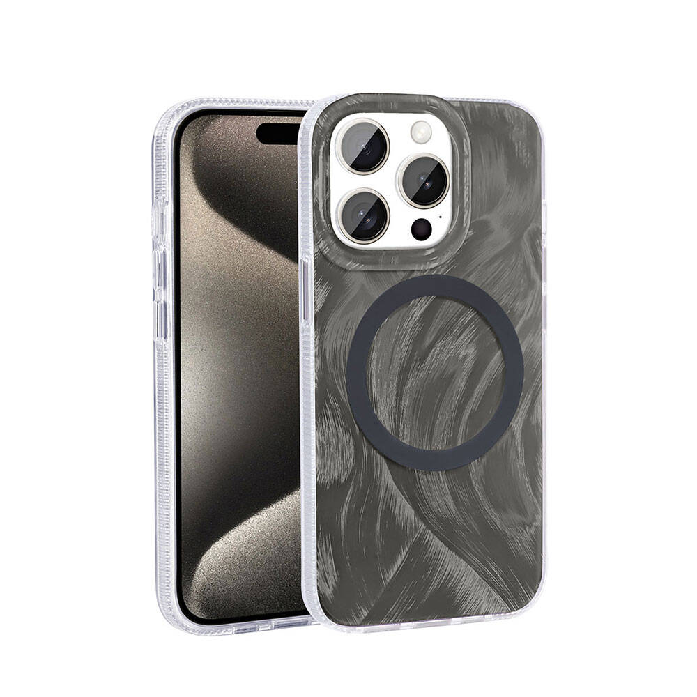 Apple iPhone 15 Pro Max Uyumlu Kılıf Magsafe Şarj Özellikli Fırça Boya Desenli Zore Palet Kapak - 2